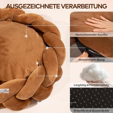 Велике котяче ліжко CheerPals 60 см, миється, плетене затишне гніздо, ліжко для собак з еластичним матрацом, підходить для котів та маленьких собак, білий (карамельно-коричневий)