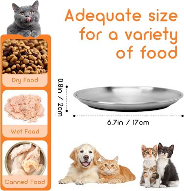 Набори мисок для котів та дрібних тварин Elisabe Katzennapfe (6 шт.) з нержавіючої сталі, 17 см, антиковзний, проти втоми вусів