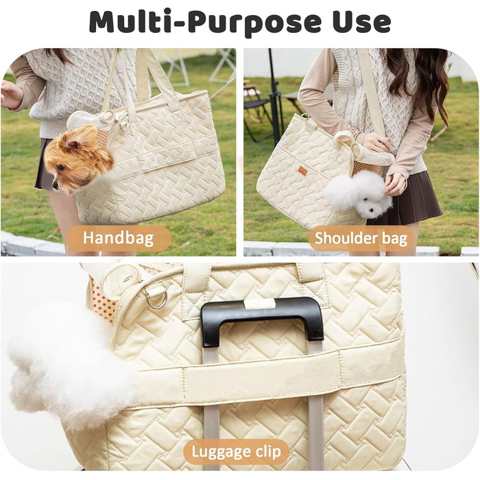 LCUHAVA Сумка-переноска для собак маленьких порід, до 5 кг, 41 x 30 x 18 см, складана, дихаюча, з ременем безпеки, для собак, кроликів, котів