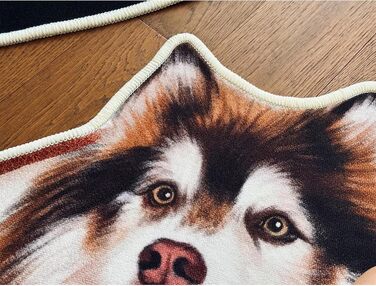 Персоналізований килимок для собак з індивідуальним портретом, коричневий, 56 x 60 см, прямокутний, антиковзкий, туфтований, мультфільм, кристановий оксамит/антиковзкий гумовий, для дому, вітальня