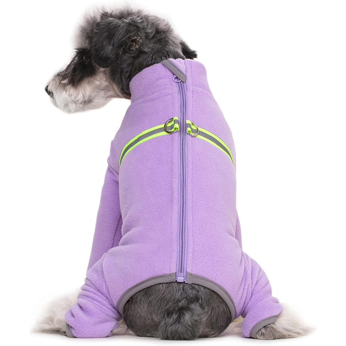 Теплий зимовий одяг для собак BT Bear: м'який флісовий костюм-піжама з відбивачем (фіолетовий, XS)