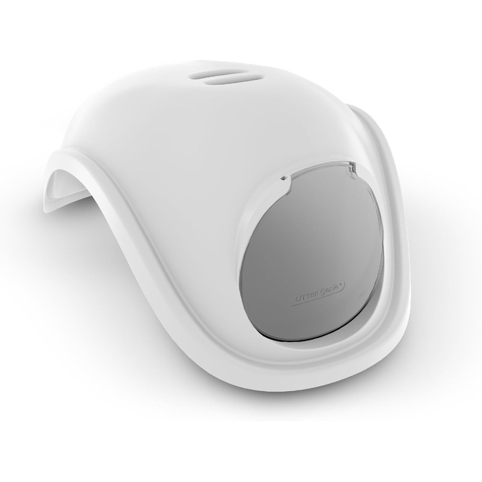 LitterLocker Коробка-лоток для котів сірого кольору, елегантний та практичний дизайн, легке очищення, з совочком (Купол - Білий)