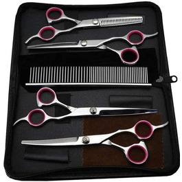Набір для грумінгу собак та котів: ножиці, тример, щітка, кусачки для нігтів. Нержавіюча сталь, 7 дюймів