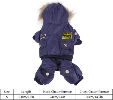 GLOGLOW Зимова куртка для собак, тепла, з капюшоном, для маленьких собак (S, блакитна)