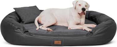 Ортопедичне ліжко для собак Tierlando® Lennart VIP з віскоеластичною матрацом та зносостійким штучним оксамитом | 85x65 см | Графіт