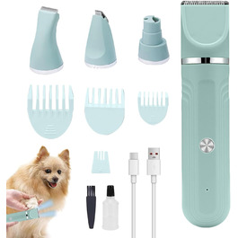 Набір для догляду за шерстю собак 4-в-1: професійні ножиці та акумуляторний триммер | для собак, котів, цуценят | зелений