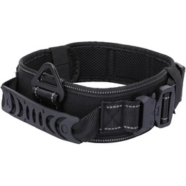 Нашийник для собак Vmokki з м'якою підкладкою, 7 см, з двома пряжками, контрольний тримач, тактичний, регульований, для великих собак (відбиваючий, чорний)
