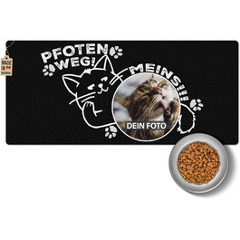 Підкладка під годівницю для котів з фотографією, персоналізований подарунок для власників котів, миється, нековзна (90 x 40 см)