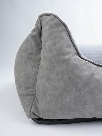 TrendPet VitaBed Style - ортопедичне ліжко для собак, штучна шкіра, плюшеве (100x90 см, сірий)