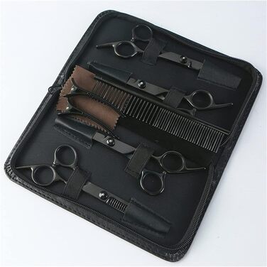 Набір ножиць для грумінгу собак 6.7 дюймів, для тіла, лап та обличчя, з безпечними закругленими кінчиками, чорний