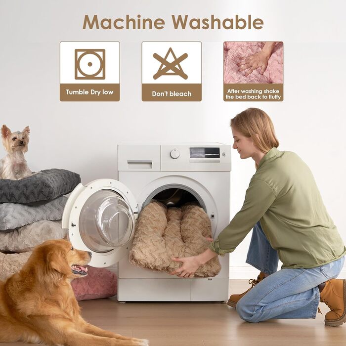 Килимок для собак великих порід EHEYCIGA, 104x68 см, XL, коричневий, з штучним хутром та льоном