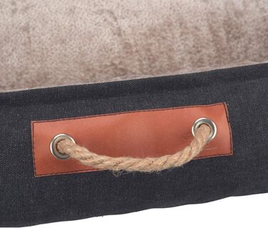 Крісло-лежанка для собак TRIXIE Nordic Föhr, 60x50 см, чорний/пісочний – зручне ліжко для собак великих та малих порід з ручкою для перенесення, м'яке та миється