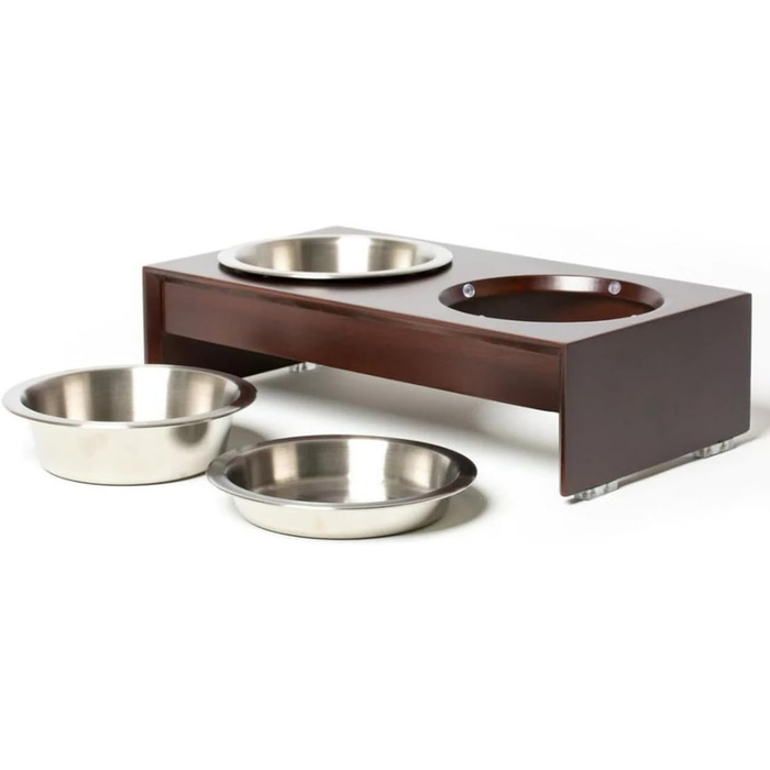 PetFusion елегантна годівниця з масиву дерева, коротка, 41x22x10 см