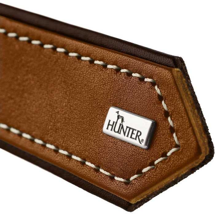 Нашийник для собак Hunter Tara, шкіряний, юхт-шкіра, міцний, стійкий до погодних умов, розмір M (55 см), колір коньяк/темно-коричневий