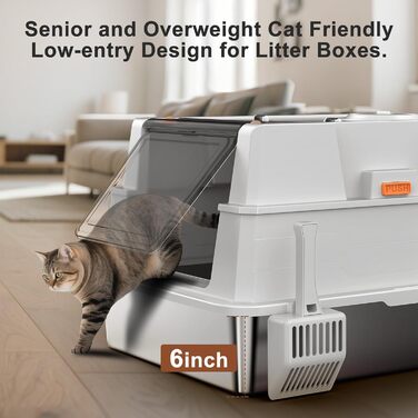 Велика лоток для котів з нержавіючої сталі з кришкою, XXXL, для великих та кількох котів, високі бортики, захист від протікання сечі, антибактеріальний, легко чистити