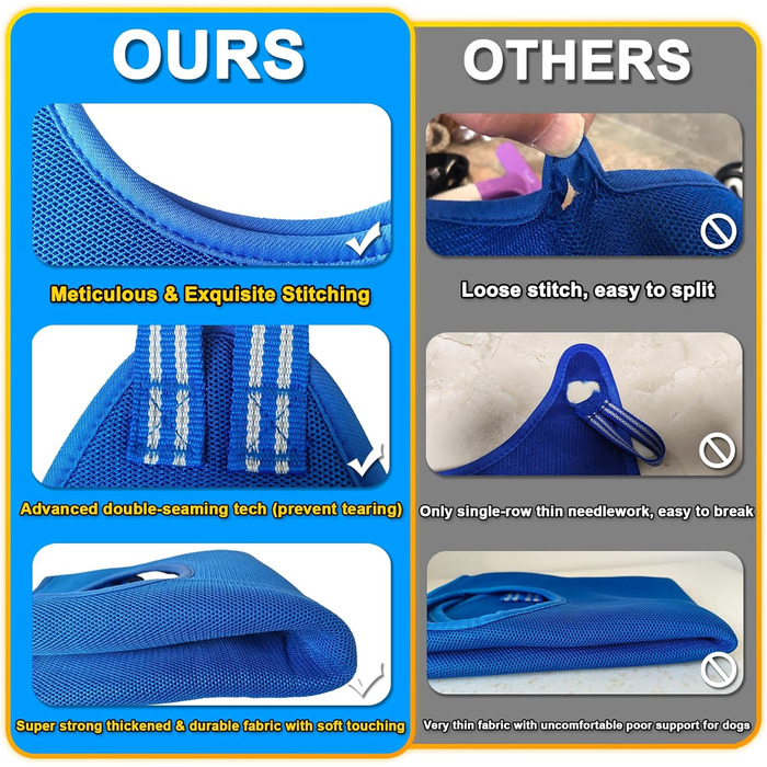 Шлейка-гамак для грумінгу собак OVTEXZOG, переноска для стрижки кігтів, гамакова сумка для собак під час грумінгу (середня, до 20 кг, блакитна)