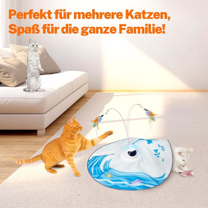 Інтерактивна іграшка для котів Toozey з 3 знімними пір'ями, електрична іграшка з автоматичною подачею пір'я та USB-зарядкою, іграшка для самостійних ігор для котів будь-якого віку, блакитна