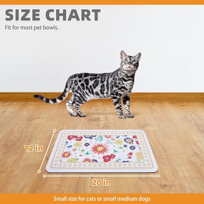 Килимок під годівницю для собак Kooltail, водопоглинаючий, 12'x20' (1 шт.) з квіткам (2 шт.)