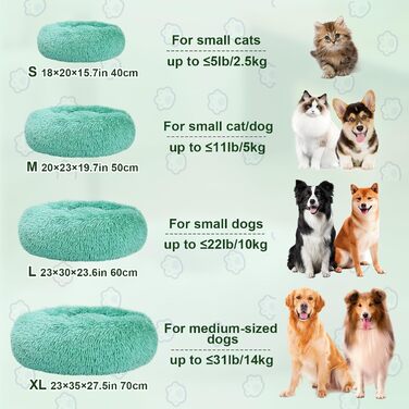 М'яке ліжко для собак та котів, корзина для собак, зручне миється, 70 см, кругла ліжко для собак з плюшу, диван для собак та котів, для маленьких, середніх та великих собак, (Д 50 x Ш 50 x В 20 см, Темно-зелений)