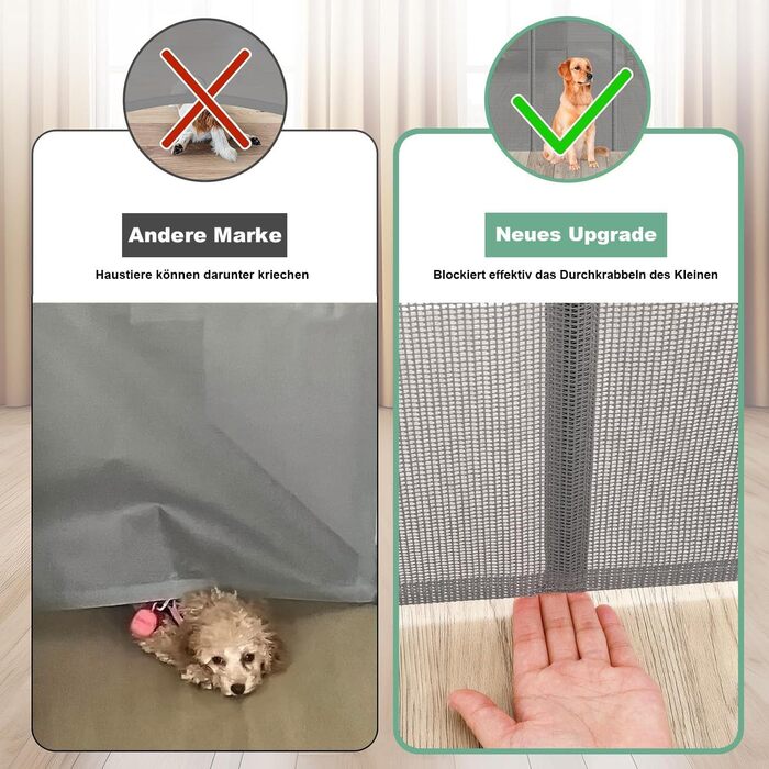 Захист для сходів з замком, висувний захист для дітей та собак, 150 см ширина, 83 см висота, автоматичне блокування (140см, сірий)