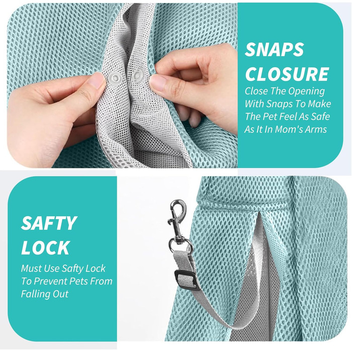 PETCUTE Сумка-переноска для собак, блакитна, до 6 кг, з ременем безпеки