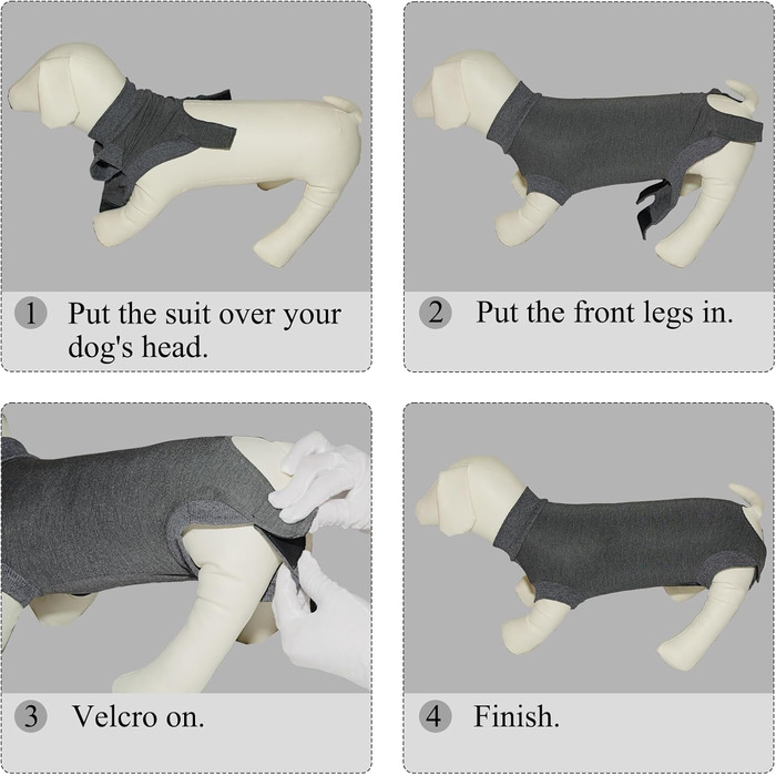 Післяопераційний комбінезон для собак (стерилізація/кастрація) анти-вилязування, захист ран, сірий, розмір XS