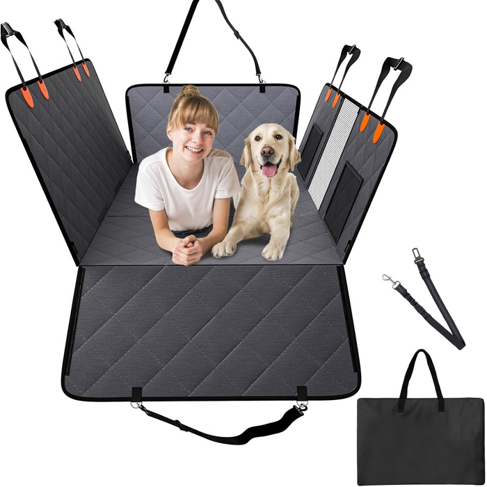 Захисна ковдра для собак VEVOR на заднє сидіння авто, 137x61 см, до 180 кг, з жорсткою основою, сітчастим вікном та кишенею для зберігання