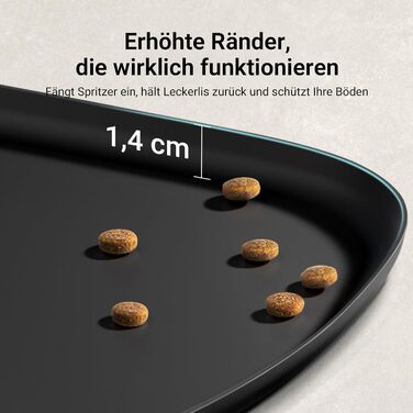 Підкладка під миску для котів DownyPaws, силіконова, чорна, 45 x 32 см. Захист від розливання, легко миється.