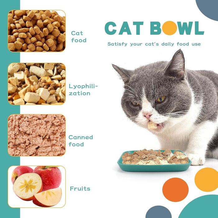 Набір мисок для котів GMMG, 6 шт. з кераміки, плоскі, квадратні