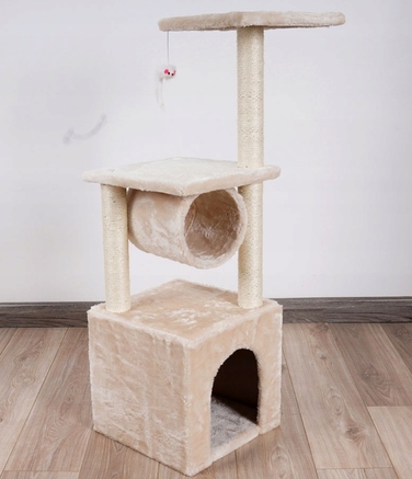 Когтеточка для котів Omna, бежева, сизаль, 61-100 см, 5 рівнів