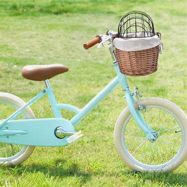 Фронтальний велосипедний кошик для тварин з плетіння лози та тканини з сіткою | Знімний кошик-переноска для собак, кошенят та цуценят