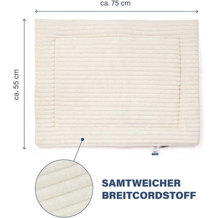 Подушка для собак Wallace & Jones Cardi, велика, 130x90 см, антиковзаюча, бежева, з м'якої тканини