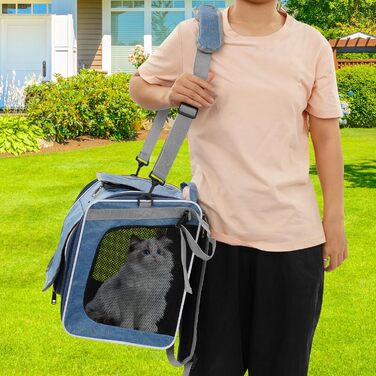 Рюкзак для собак і котів на велосипеді 32x29x39 см, з сіткою та кишенями, до 7,5 кг (синьо-зелений)