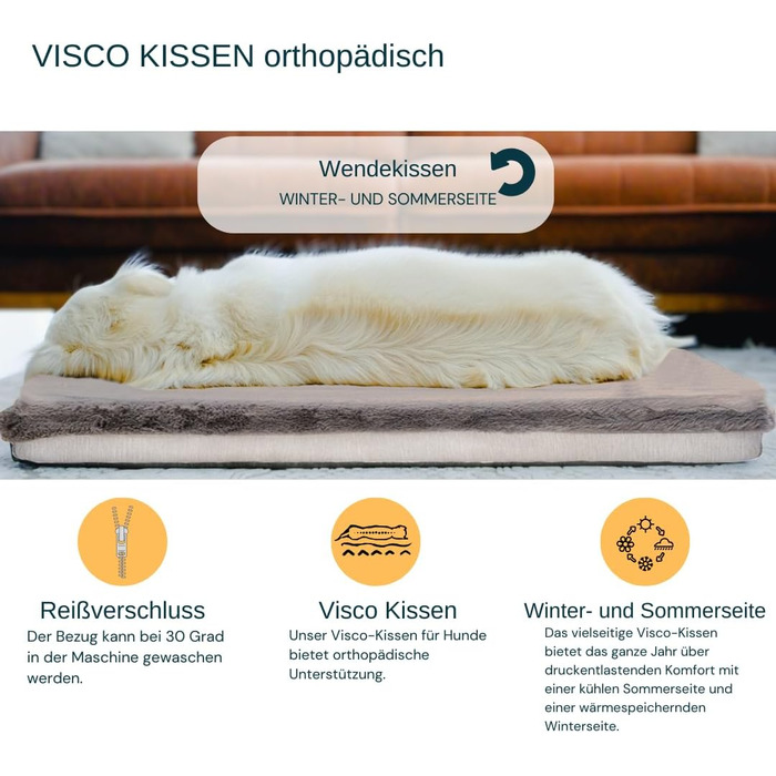 Ортопедичне ліжко для собак Rio, сірого кольору, 100x70x17 см, XL, з Memory Visco-матрацом, нековзне, миється, для великих собак до 35 кг