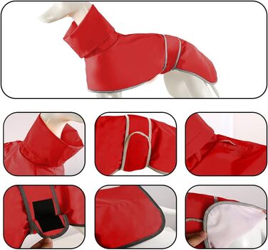 Водонепроникний дощовик для віндхундів, Whippet та Lurcher, Soer, червоний (XL)