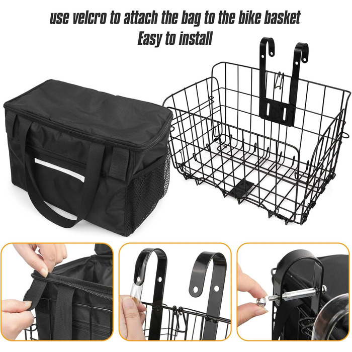 Складна корзина для велосипеда Spesh з нейлоновим внутрішнім мішком. Знімне дротяне плетіння, вантажопідйомність до 20 кг