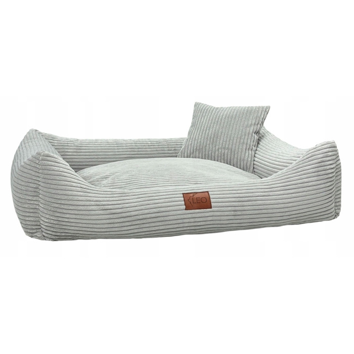 Лежанка для собак Leo4dog з вельветовим чохлом, що знімається для прання, сіра, розмір M (80x60 см)