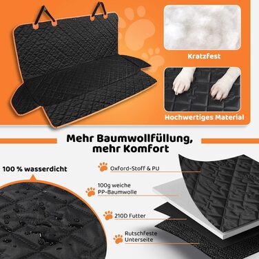 Захисний чохол на сидіння автомобіля для собак KYG, з кріпленням для собак, зносостійкий та водовідштовхуючий, 132x58x46 см