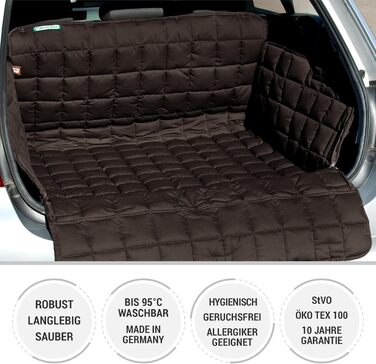 Захист для багажника Dr. Bark з підкладкою та захистом краю вантажного отвору, універсальний, бавовняна тканина, миючий, гігієнічний, 90x110 см, коричневий