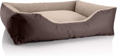 Ліжко для собак BedDog Teddy XL, коричнево-бежеве, 100x85x23 см, з міцного кордура та мікрофлесу, з бортиком, для дому та вулиці