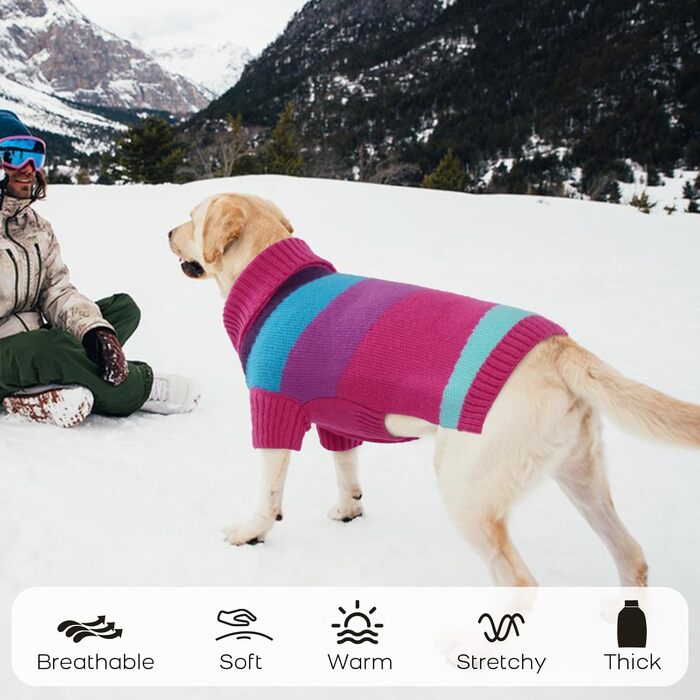 Теплий пуловер для собак великих порід, рожевий, XXXXL, для німецької доги, святковий, з високим коміром