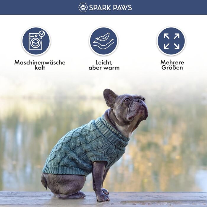 Теплий зимовий пуловер Spark Paws для собак – м'який, комфортний, підходить для французьких бульдогів, пітбулів, кобелів та сук (Pine Green, 2XL) – 16-25 кг