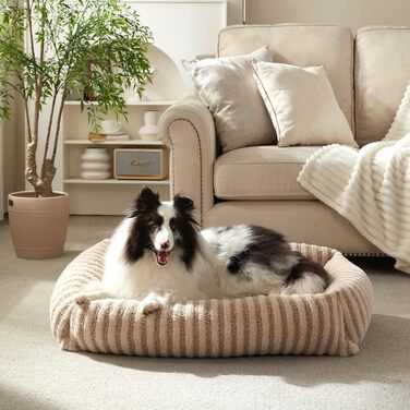 Лежанка для собак середнього розміру, 64 x 54 x 18 см, знімний чохол, тепла, м'яка, антиковзаюча, бежева