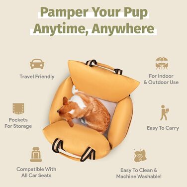 Водонепроникне ліжко-підвищення для собак в авто, переноска для собак, жовта