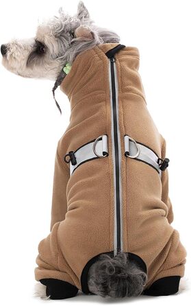 Теплий зимовий пуховик для маленьких собак, флісовий комбінезон з регулюванням, колір світло-коричневий, розмір M