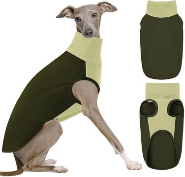 Пуловер для великих собак з флісу, ультрам'який, без рукавів, високий комір (4XL, обхват грудей: 84 см, зелений)