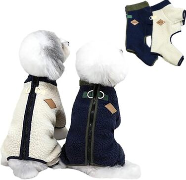 Зимовий комплект: комбінезон та куртка для собак, тепла куртка з флісовою підкладкою, для маленьких та середніх собак (2 шт., темно-синій)