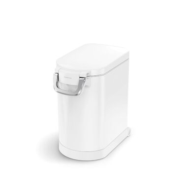 Контейнер для кормів для тварин simplehuman, стійкий до відбитків пальців, 25 л, біла сталь