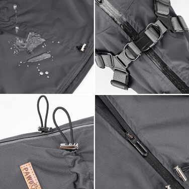 Дощовик для собак PAWBOSE, водонепроникний, для маленьких, середніх та великих собак, з інтегрованим кріпленням для шлейки, сірий, XL