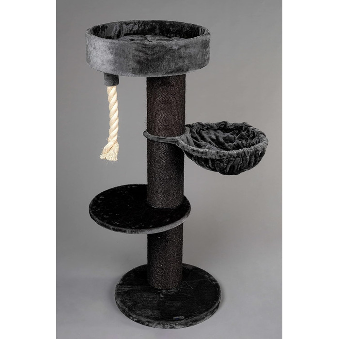 Дерев'яний кігтеточка для великих котів RHRQuality Maine Coon Sleeper Blackline Dark Grey Deluxe з товстими 15 см сизалевими стовпами